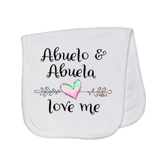 Inktastic Abuelo and Abuela Love Me Heart Grandchild Baby Burp Cloth