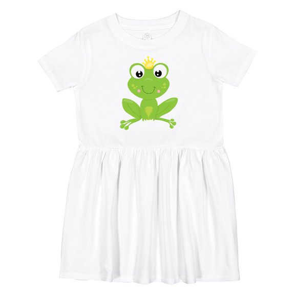 Inktastic Cute Frog, Green Frog, Crown, Frog Prince Girls Toddler Dress