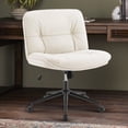 thumbnail image 2 of CONCETTA Armless Office Chair with Wheels - Swivel Rolling & 22° Rocking Recline, Wide PU Leather Seat, for Home Office Desk and Mobile Use, Beige, 2 of 8