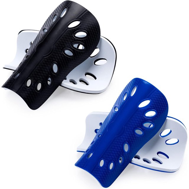2 pares de espinilleras de fútbol para niños adultos, espinilleras transpirables para juegos de fútbol para niños y niñas, cojín protector EVA