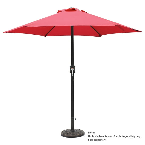 Kool 7.5ft Patio Umbrella with Crank Handle Outdoor Market Umbrella with 6 Sturdy Umbrella Ribs Waterproof for Garden Deck Backyard Pool, Red