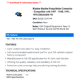 thumbnail image 2 of Window Washer Pump Motor Connector - Compatible with 1987 - 1988, 1991, 1996 Oldsmobile 98, 2 of 2