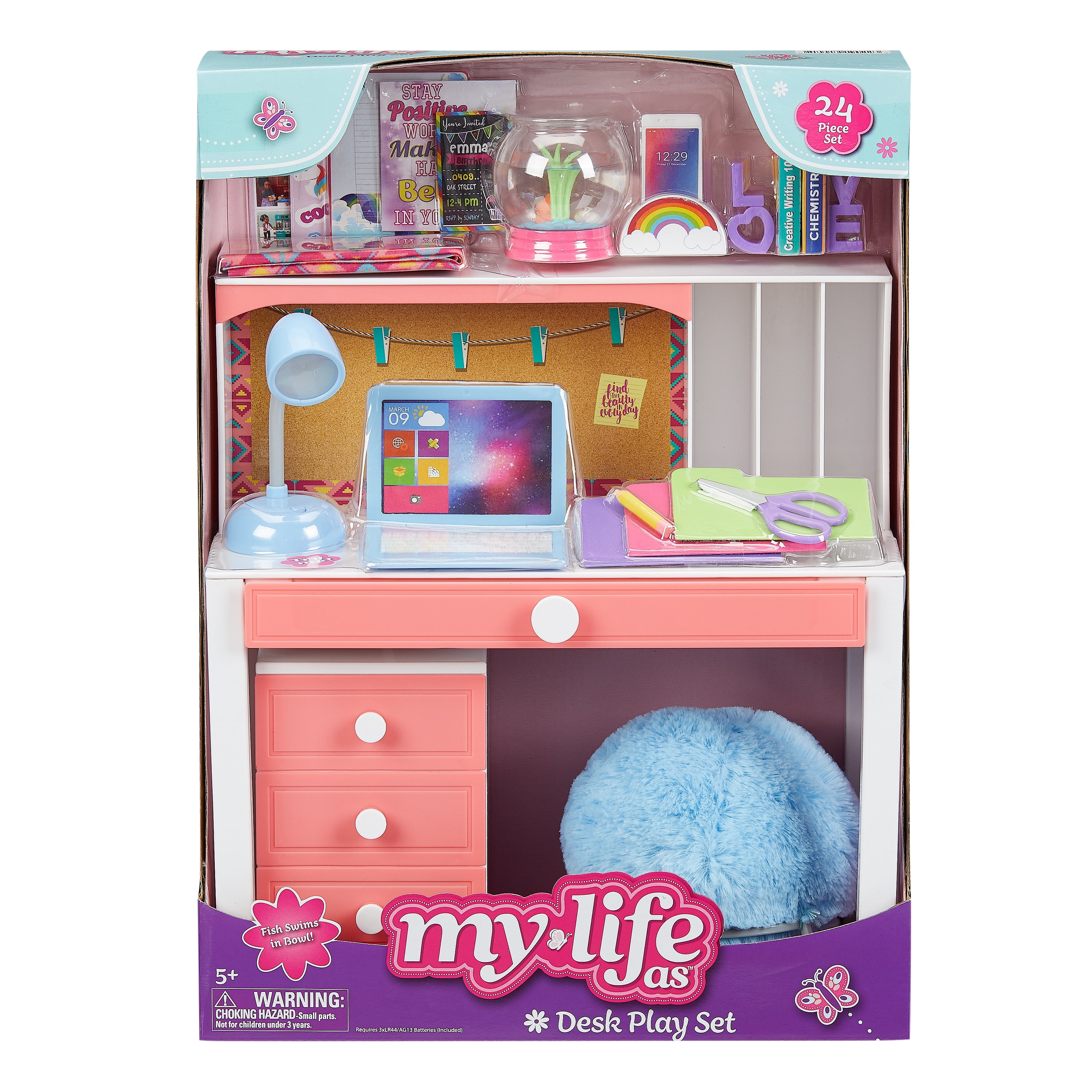 My Life As Desk Play Set for 18 Dolls Coral and Blue 24 Pieces Walmart
