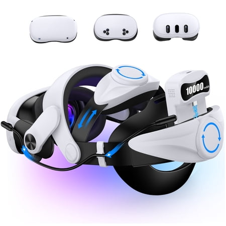 ESYWEN Head Strap for Meta Quest 2/3/3S with 10000mAh Battery  Quest 3 Accessories VR Headset with Adjustable Knob Enhanced