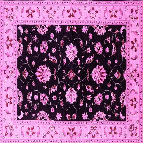 Ahgly Company Indoor Square Oriental Pink Industrial Area Rugs, 8' Square