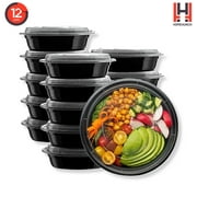 HomeHunch Plastic Container with Lids Set of 12 Food Prep Containers BPA Free Plastic 32oz