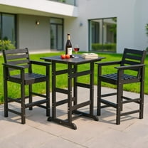 Topcobe Patio HDPE Adirondack Bar Chairs Set of 2 with Wide Armrests, Outdoor Patio Furniture for Garden Backyard Pool Deck-Black