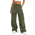 thumbnail image 2 of Mens Cargo Pants Casual Baggy Drawstring Pants Relaxed Fit Parachute Pant Hop Harem Pants with Pockets Army Green L, 2 of 4