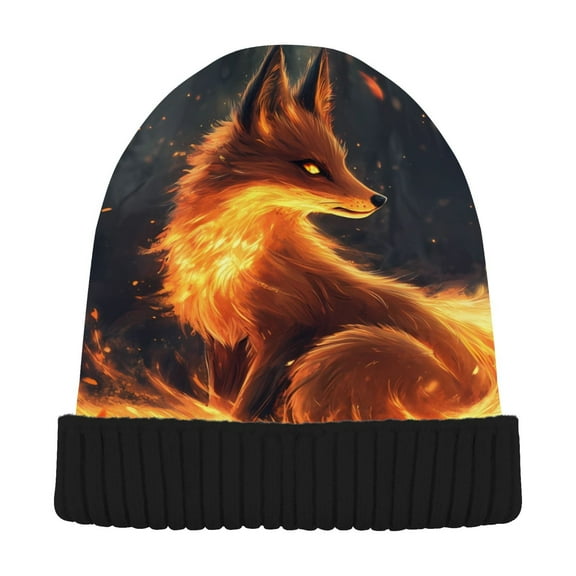 joogoo Fox Fire Forest Beanie Hats Cuffed Winter Warm Knit Thick Beanies