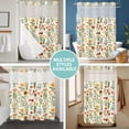thumbnail image 5 of No Hook Shower Curtain with Snap in Liner, Red Poppy Flower Spring Plant Waterproof Bath Curtain Double Layers with See Through Top Window, Green Leaves Colorful Floral Hotel Shower Curtains 48x72in, 5 of 9
