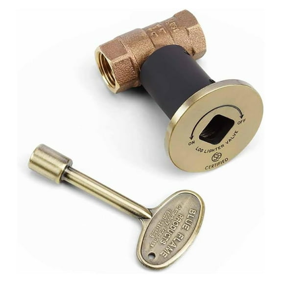 Fire 1/2-Inch Straight Gas Shut Off Kit (MSAB), Antique Brass Flange and Key