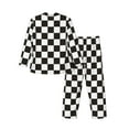 thumbnail image 2 of Kll Black And White Checkerboard Sleepwear Mens Flannel Pajamas,Long Cotton Pj Set, 2 of 9