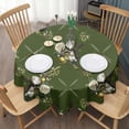 thumbnail image 3 of Round Waterproof Tablecloth Green Classical Floral Reusable Indoor/Outdoor Durable Table Cover for Kitchen and Dining Room 60 Inch X 60 Inch, 3 of 6