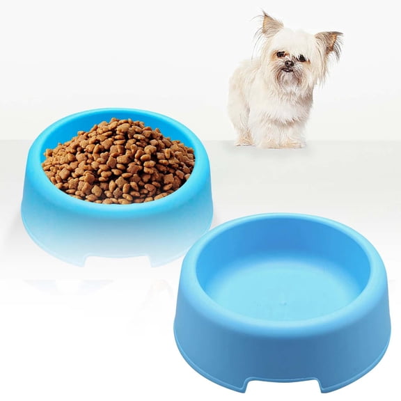 Pet Supplies Round Pet Bowl Set for Everyday Feeding Lightweight Affordable Dishes for Cats and Dogs in Blue and White