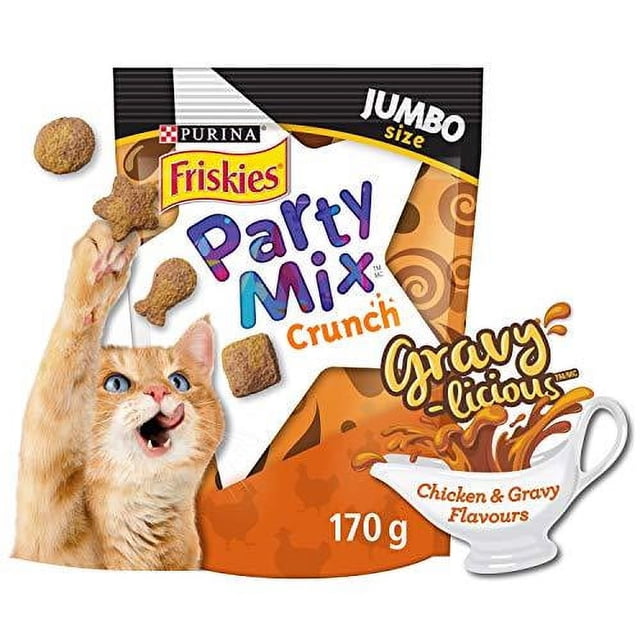 Purina Friskies Party Mix Gravy-licious Chicken & Gravy Crunch, Cat Treats 170g