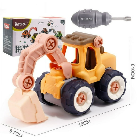 1 Pack Vehicles Toys Take Apart STEM Learning Construction for Age 3 4 5 Bulldozer Excavator Digger Roller for Boys Screwdrivers Included Indoor Outdoor Fun Game