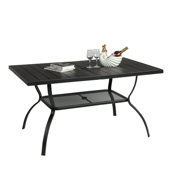 SalonMore 59" Outdoor Iron Table, Oversized Coffee Table for Patio, Kitchen, Dining Room