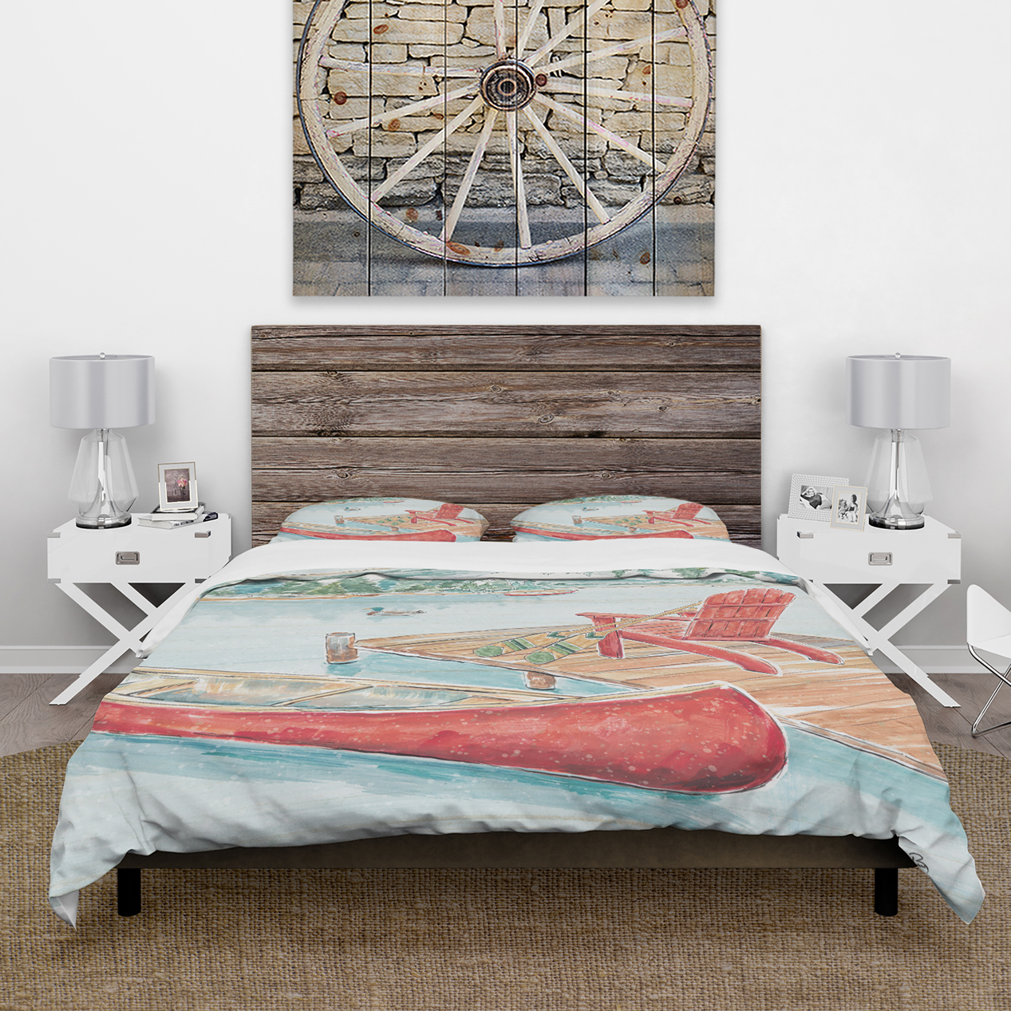Designart 'Lake Moments IV' Cottage Duvet Cover Set