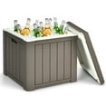 thumbnail image 1 of Gymax Patio 10 Gallon Ice Cube Cooler Box Table Stool Storage W/Handle Brown, 1 of 10