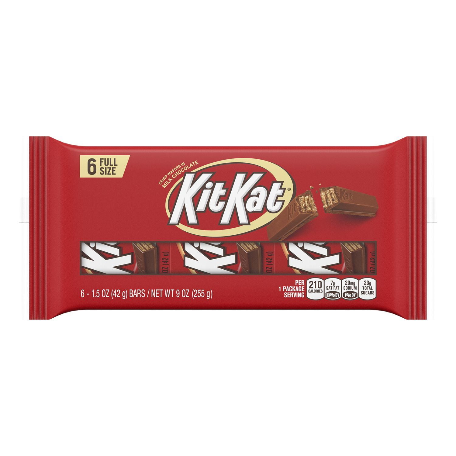KIT KAT, Milk Chocolate Wafer Candy, Individually Wrapped, 1.5 oz, Bars (6 Count)