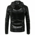 thumbnail image 4 of Noora Mens Hooded Leather Jacket Black Fitted Stylish Sports Real Black Color Leather Jacket WA530, 4 of 10