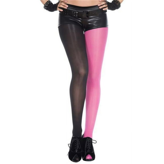 Music Legs Women's Black Hot Pink Jester Opaque Spandex Tights Harley Quinn Pants Pantyhose Costume 7000-BLACK/HOTPINK