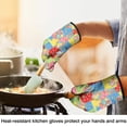 thumbnail image 4 of Pioneer Flower Floral Print Pattern Oven Mitt 2-Pack Set, Heat Resistant Kitchen Gloves, 7.7" X 12", 4 of 5