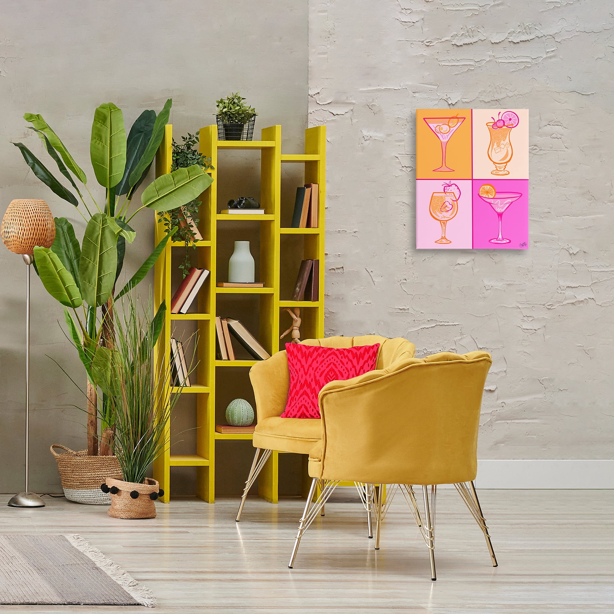 Stupell Industries Pink & Orange Cocktails Food & Beverage Painting Wrapped Canvas Art Print Wall Art, 16 x 20