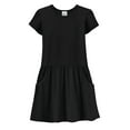 thumbnail image 3 of Made in USA Girls Soft Cotton Jersey Short Sleeve Drop Waist Pocket Dress, 3 of 10