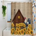 thumbnail image 3 of Farmhouse Roosters Shower Curtain Set, Waterproof Shower Curtains for Bathroom, Vintage Sunflowers Farm Countryside Washable Fabric Cloth Bath Curtain for Bathtub Decoration with Hooks 48x72 Inches, 3 of 9
