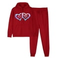 thumbnail image 2 of ibuvkizy Fall Sets Women 2 Piece Outfits!Men's and Women's Sports Tracksuits Long Sleeve Pullover Hoodies Sweatshirt Loose Coat and Sweatpants Fall Winter Suit Red,L, 2 of 7