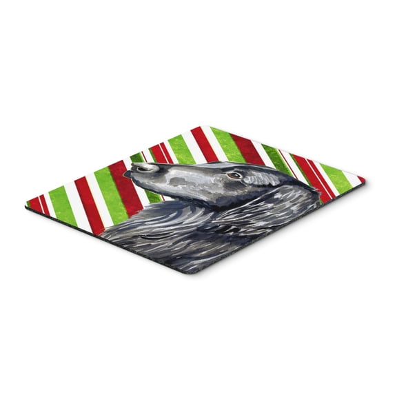 "Flat Coated Retriever Candy Cane Holiday Christmas Mouse Pad Hot Pad or Trivet"