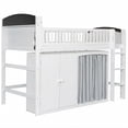 thumbnail image 6 of Harper & Bright Designs Twin Loft Bed with Storage Wardrobe & Cabinet, Solid Wood Modern Loft Bed with LED Headboard and Guardrails for Bedroom, White, 6 of 11