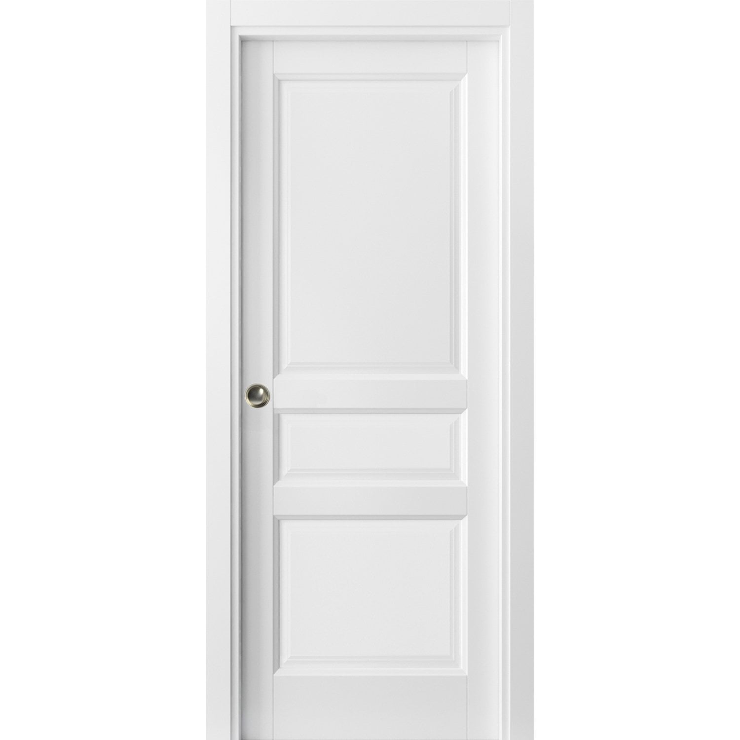 3 Panel Pocket Door 36 x 80 with Frames | Lucia 31 Matte White | Kit 31 3 4 X 80 Interior Door