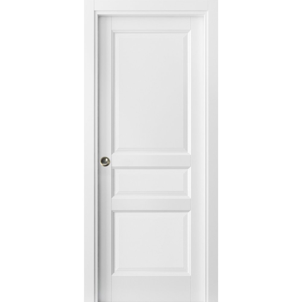 3 Panel Pocket Door 32 x 80 with Frames Lucia 31 Matte White Kit