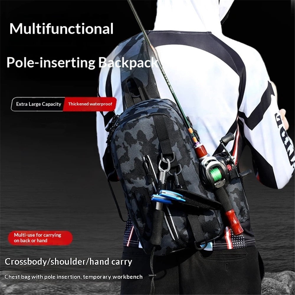 Fishing Backpack , Waterproof Fishing Sling Tackle Bag For Fishing Gear for Men With Fishing lures, Fishing pliers, Fish Lip Gripper.（oniy bag）