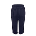 thumbnail image 5 of Likimi Womens Summer Pants Elastic Waist Drawstring Solid Color Lightweight With Pocket Knee-Length Comfort Trousers Navy Size M, 5 of 5