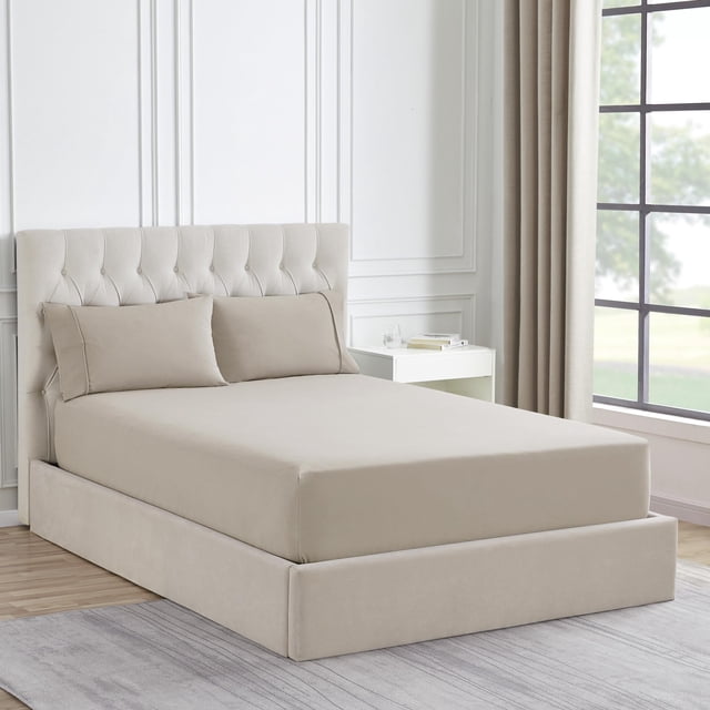 Sábana bajera ajustable de franela Sweet Home Collection Twin Beige
