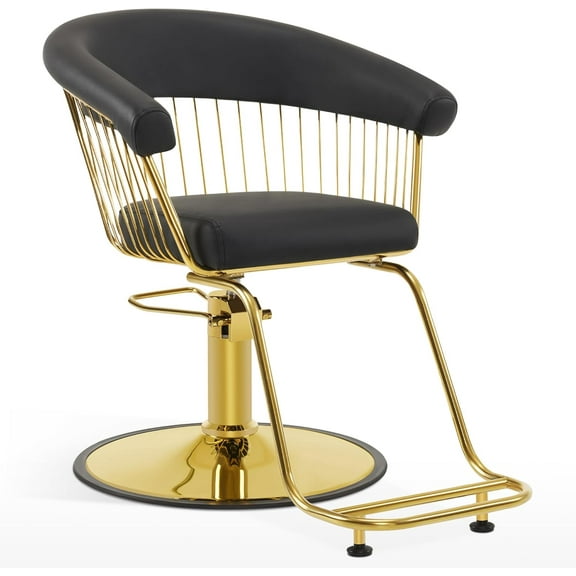 BarberPub Salon Chair, Classic Barber Chair for Hair Stylist, Iron Frame Spa Salon Styling Chair for Women Men 8677