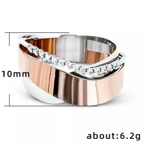 10mm Silver White Cz Band Women Rose Gold Stainless Steel Wedding Ring Size 6-10