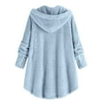 thumbnail image 4 of Floleo Winter Fall Jackets For Women Coats Clearance Sale Items Plus Size Under $20 Button Plush Tops Hooded Loose Cardigan Wool Tops, 4 of 6