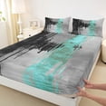 thumbnail image 3 of jejeloiu Splash Ink Bed Sheets,Black Gray Blue King Sheets For Girls Kids 4pcs, 3 of 7