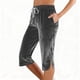 thumbnail image 1 of Karight Women's Vintage Velvet Capris - Stretch Casual Elastic High Waisted Versatile Straight Leg Lounge Pants with Pockets, 1 of 5