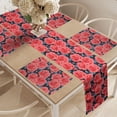thumbnail image 2 of Ambesonne Floral Table Runner & Placemats, Romantic Blossoms Buds, Placemat 4 pcs + Runner 12"x72", Dark Coral Dark Blue, 2 of 2