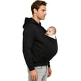 thumbnail image 2 of Hansber Men Kangaroo Hoodie for Dad and Baby Cozy Fabric Back Gear Weekend Morning Hooded Sweatshirt Black L, 2 of 7