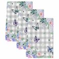thumbnail image 2 of Watercolor Flowers Kitchen Towels Set of 3, Spring Butterflies Floral Gray Plaid Absorbent Dish Towels for Kitchen, Microfiber Hand Towel, Quick Drying Tea Towel for Cleaning Decorative Dishcloths, 2 of 7