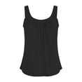thumbnail image 6 of Summer Tank Tops for Women Loose Fit Pleated Sleeveless Top Square Neck Camisole Tank Tops with Built in Bra Basic Shirts Curved Hem Flowy Cute Beach Vacation Outfits Black L, 6 of 9