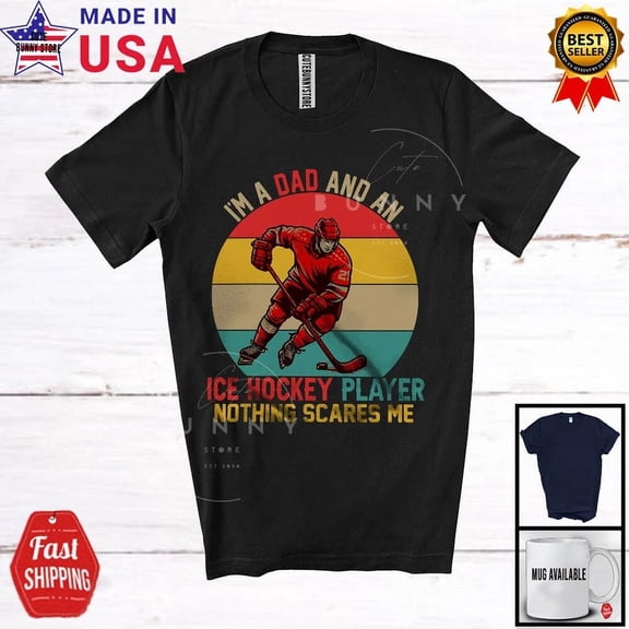 Vintage I'M A Dad And An Ice Hockey Player, Cool Father'S Day Family Sport Shirt