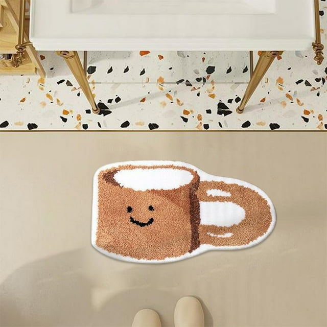 Alfombras de baño, alfombras para sala de estar, alfombra de área, alfombra de baño con forma especial de lana de imitación, linda taza, alfombra pequeña, alfombra de baño para el hogar, alfombra abso