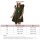 thumbnail image 2 of Mujeres verano ruffle Cap manga vestido V cuello cordón puro color casual túnica vestido OD verde XL, 2 of 2
